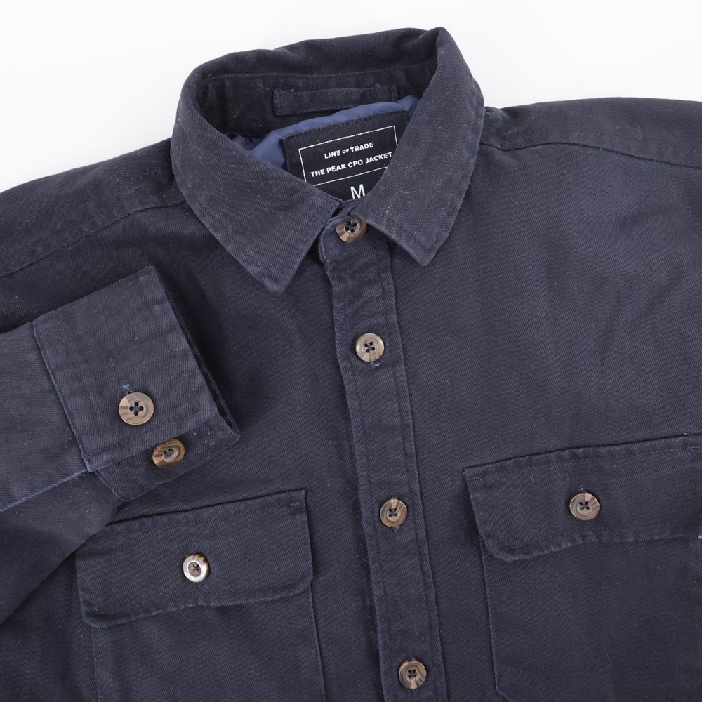 Line of Trade Peak CPO Jacket Navy Blue Long Sleeve Mens Medium
